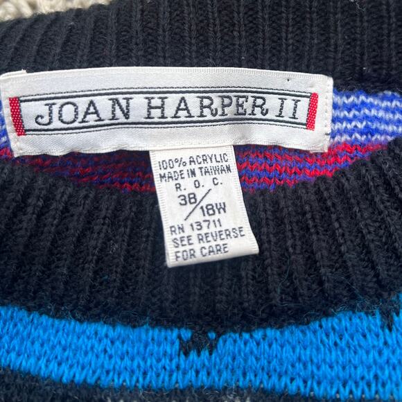 Vintage 90s Floral Tulips Funky Sweater Joan Harper - Plus Size 38 / 18 W - Picture 3 of 5